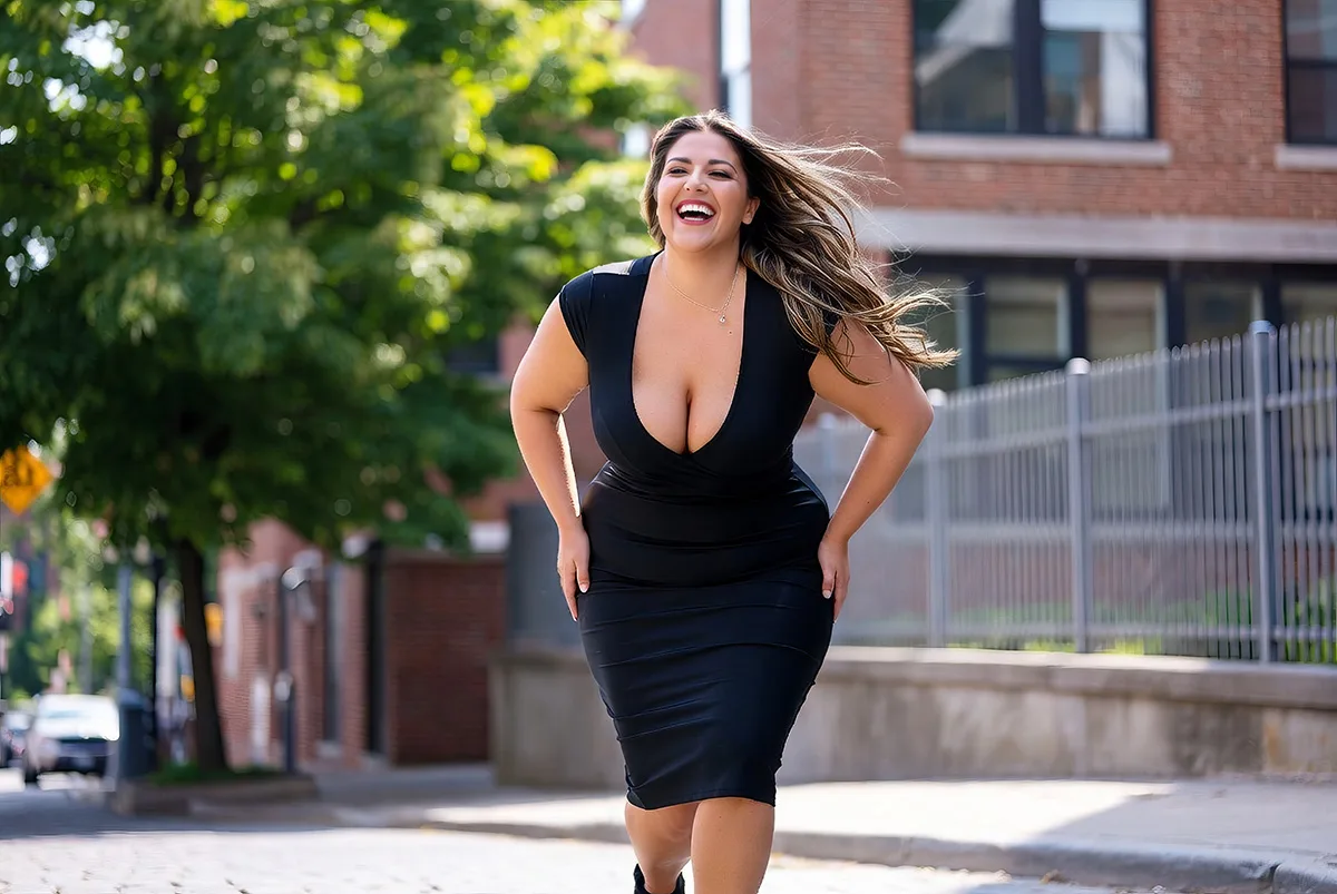 Femmes rondes et voluptueuses : Pourquoi les formes rendent les rencontres plus torrides 2 joli femme bbw a forte poitrine dans une robe noire